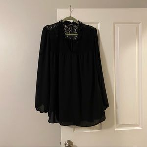 Torrid size 4 long sleeve black top with lace detail